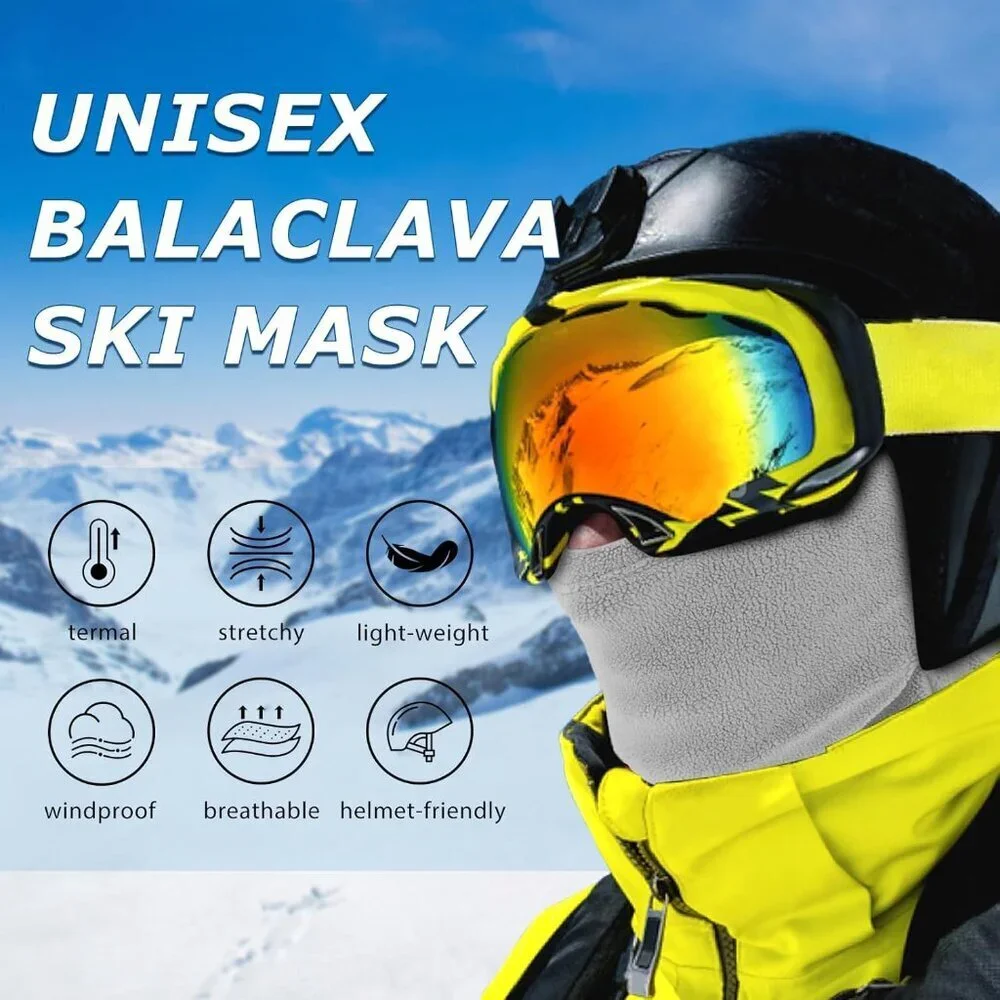 Women's Light Grey 1 Balaclava Mask Warm Windproof Lightweight Winter Face Mask